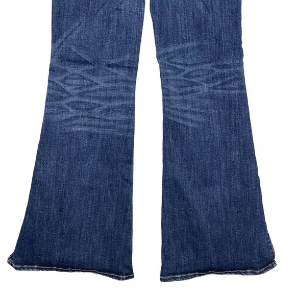 American Eagle Super Hi Rise Flare Jeans 0 SHORT Split Hem Stretch Denim Boho - Picture 7 of 9